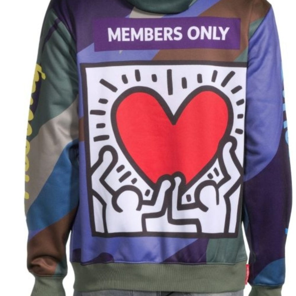 NWT Members Only Keith Haring Foundation Graphic Hoodie Long Sleeve Sweatshirt-L - Picture 4 of 6